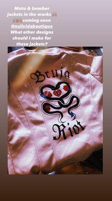 Custom PU leather jacket for sale at Nail Vida Boutique