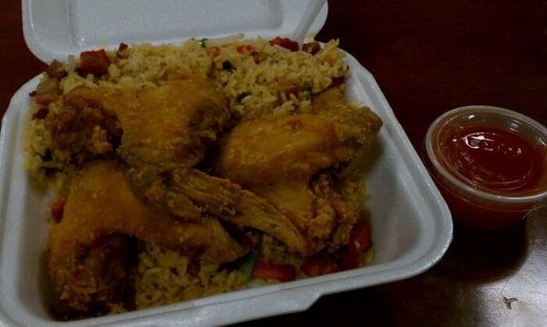 3 wings pork fried rice