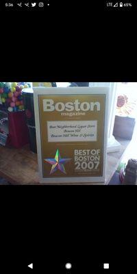 Best of Boston award, without any advertising dollars used! 
Thank you!