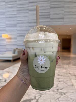 Iced matcha latte with cheese foam