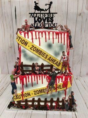 This is the cake CeCe created. Both my son and future daughter-in-law like watching zombie movies together so the cake is fitting.