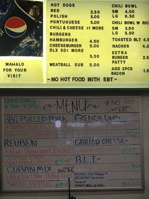 Hot sandwich menu