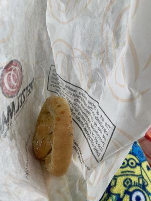 The pretzel should be almost the size of the paper to hold it. It's not even 1/4th the size