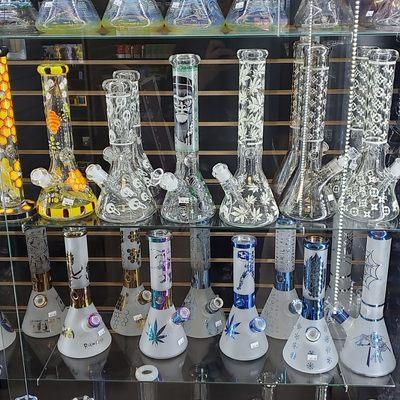 Top shlef: glow in the dark selection 
Bottom shelf: frozen waterpipes

Huge selection of glass water pipes
Best prices in town.