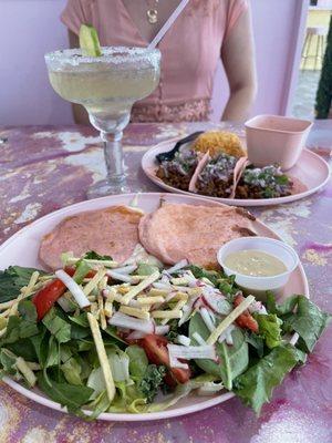 Cheese gorditas, tacos al pastor, margarita