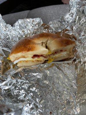 Bacon egg and cheese breakfast sandwich