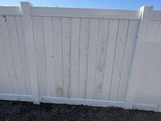 A better view of the brand new fence they installed at our home. So sad!