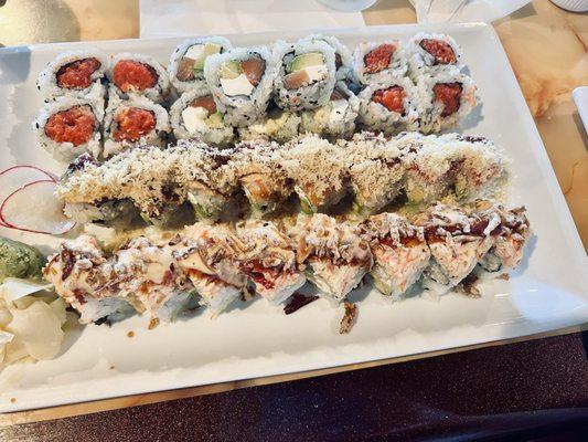 Spicy tuna, Philadelphia, Treasure Island, and Osaka. All so good!