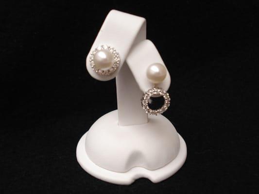 Pearl Earrings with Diamond Jackets