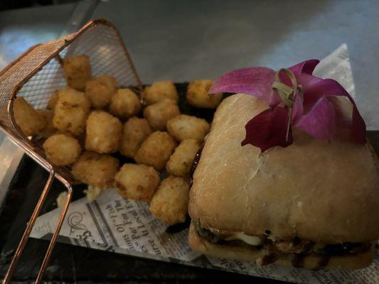 Ruffled Feathers Turkey sandwich with Cajun tots (but try the truffle tots too!).