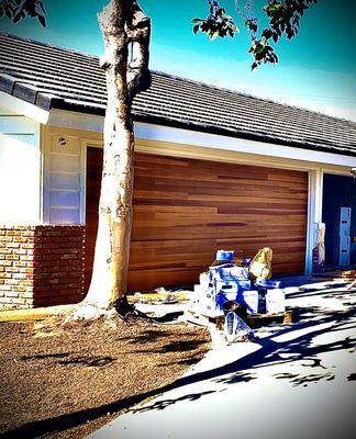 Cedar planked (horizontal) Faux cedar wood grain color!  This is actually a steel door