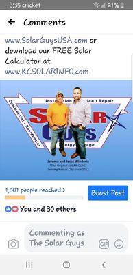 The Solar Guys are a team of brothers who install Solar for 15 different companies as well as  for thier own clients.