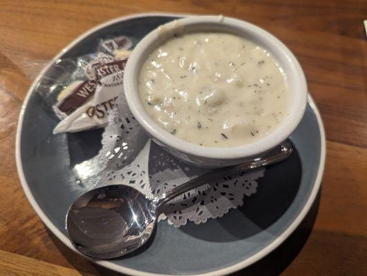 Cup of Clam Chowder for $5.75.