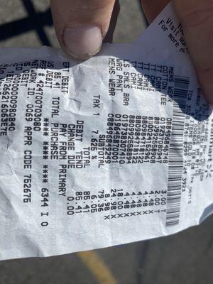 Receipt for item they told me I stole.