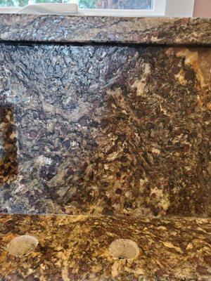 Window ledge made using the granite schist.