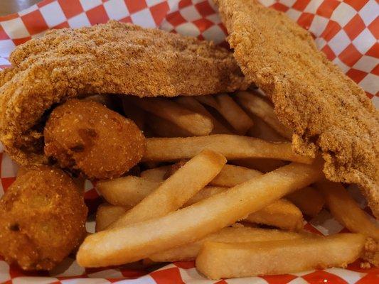 Catfish basket - delicious!  Light and crispy!