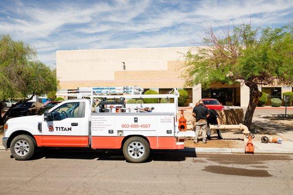 Our fire team replacing an old gate valve in Gilbert today! (866) 714-6083  joblead@titanalarm.com