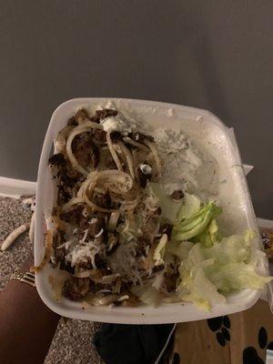 My order just arrived  Lamb over rice  $14.00