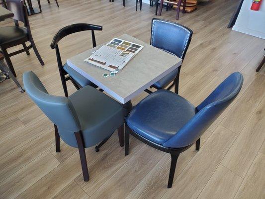 Four restaurant chairs and table