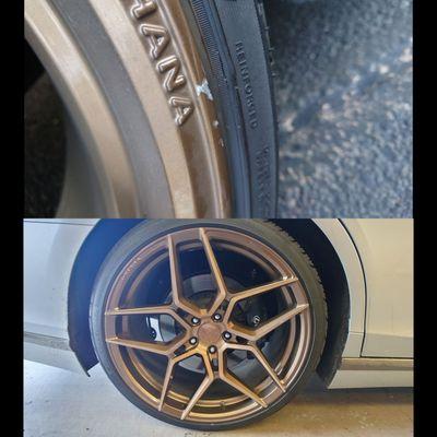 Fixed scuffed brushed bronze forged wheels.