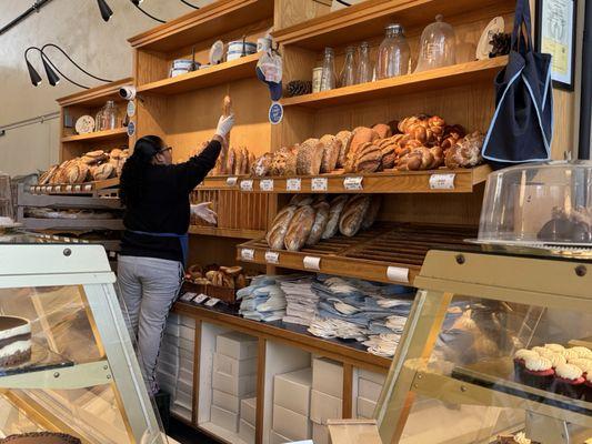 Stocking the baguettes