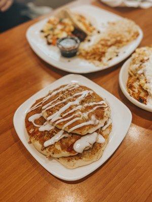 Mini stack caramel apple pancakes