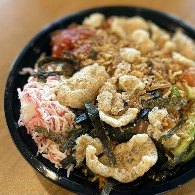 Regular Poke Bowl (pork rinds, fried onion, and fried garlic toppings)