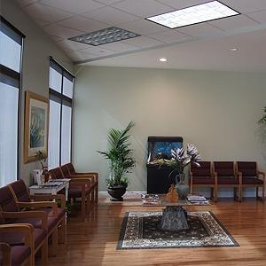 The waiting room at our spine and nerve institute