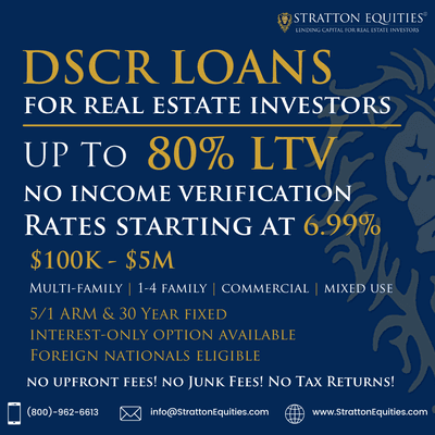 DSCR Loans for Self-Employed Borrowers - starting at 6.99%. Up to 80% LTV