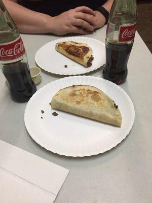 Quesadillas and coke