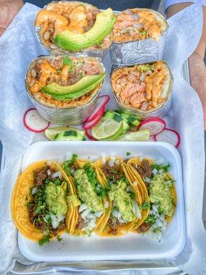 Tacos Fish and Salmon Burrito Supreme Burrito