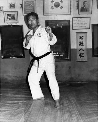 The Founder of J.K. Lee's Grandmaster Jae Kyu Lee.  Picture from his training days in Korea