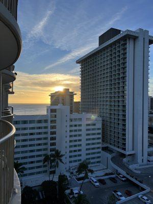 Sunset from partial ocean view room