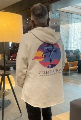 The Matriarch styling in her new gift shop Prince hoodie purchase!