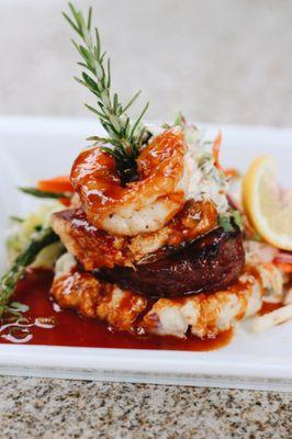 Surf and turf trifecta - wouldn't recommend this dish | (ig: @alisa.eats.food)