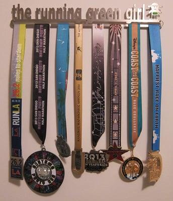 My The Running Green Girl medal display