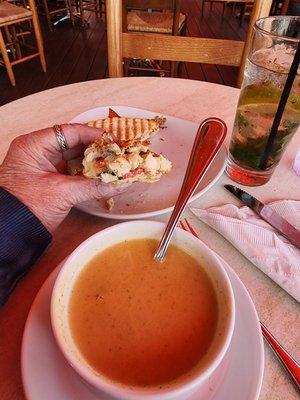 Butternut squash soup Saltambuco panini