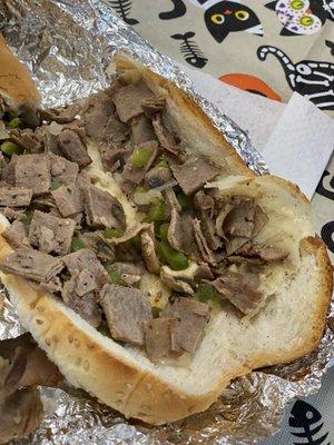 A Philly steak and cheese, where is the cheese?