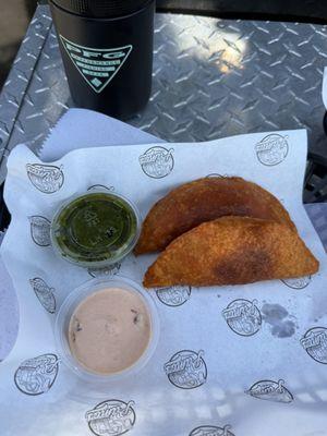 2 shrimp empanadas. 4$ ea.