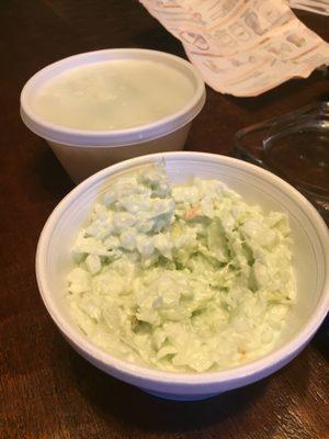 Scary unnatural green coleslaw...