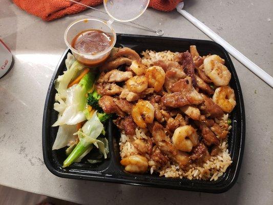 Chicken and Shrimp Teriyaki with Fried Rice