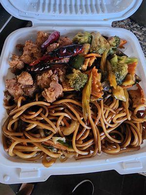 Kung Pao Chicken and Buddha's Delight with Lo mein