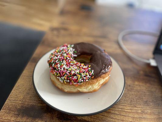 Chocolate Icing with sprinkles donut