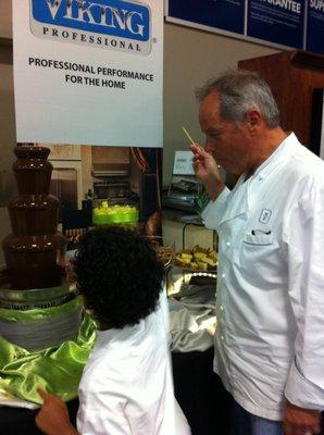 Chef Wolfgang Puck and his son sample our fountain