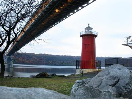 The Little Red Lighthouse and The Big Grey Bridge.