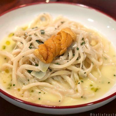 Bucatini al limone with uni