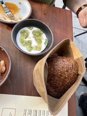 Labneh and bread - the ginger scallion was so refreshing