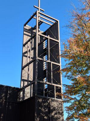 High above NE Portland ... Fall leaves and blue skys highlight Central's cross tower ... Like a beacon in the night.