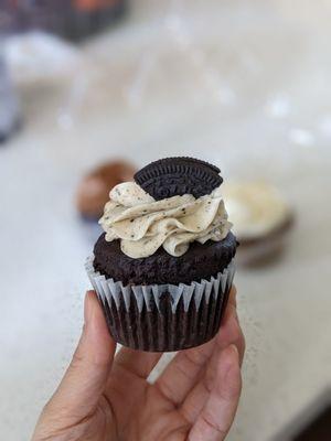 Vegan cookies and cream cupcake