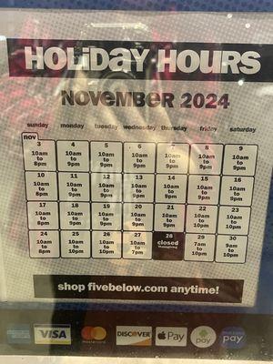 Holiday hours